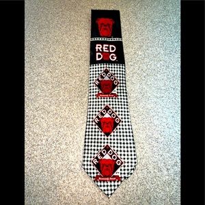 Vintage RED DOG tie bulldogs Red, Black and White long tie